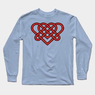 Celtic Eternal Love Knot Romantic Heart Red Design Long Sleeve T-Shirt